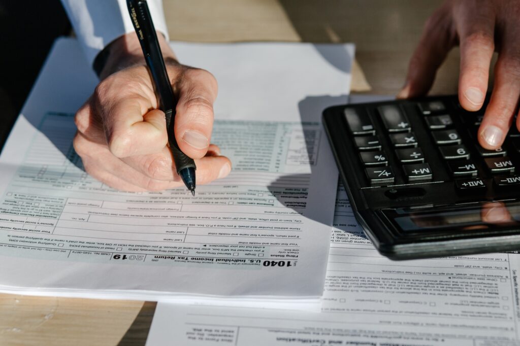 Businessman calculate Individual income tax return